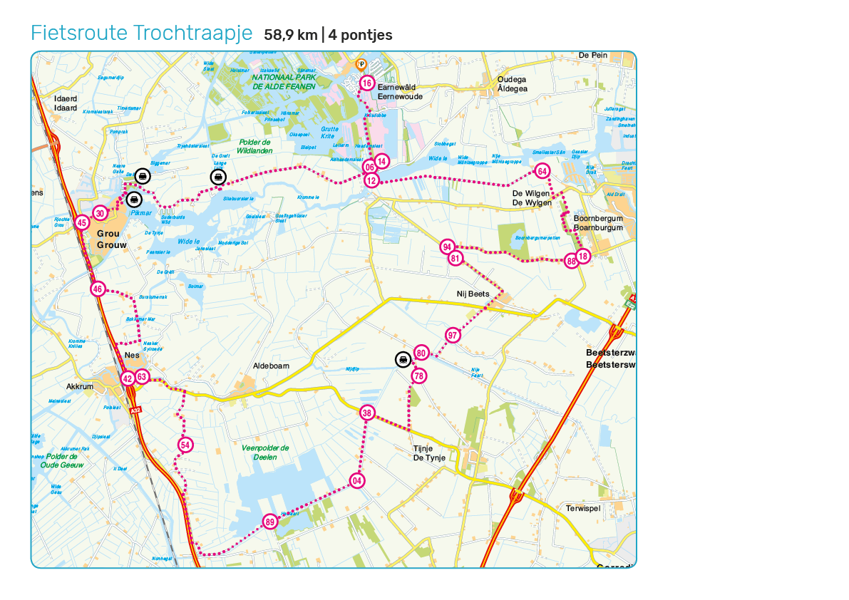 Fietsroute Trochtraapje alde feanen